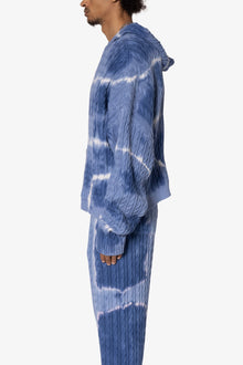 Tie Dye Cable Knit Hoodie | Blue