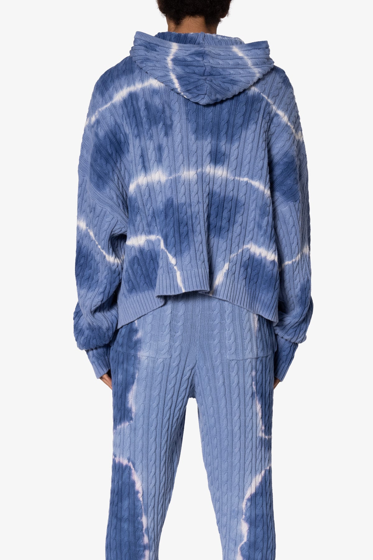 Tie Dye Cable Knit Hoodie | Blue