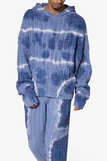 Tie Dye Cable Knit Hoodie | Blue