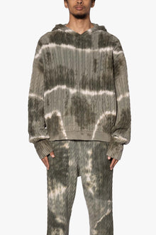 Tie Dye Cable Knit Hoodie | Olive
