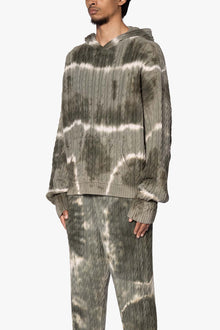 Tie Dye Cable Knit Hoodie | Olive