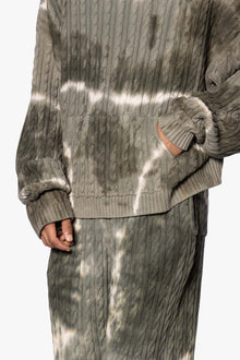 Tie Dye Cable Knit Hoodie | Olive