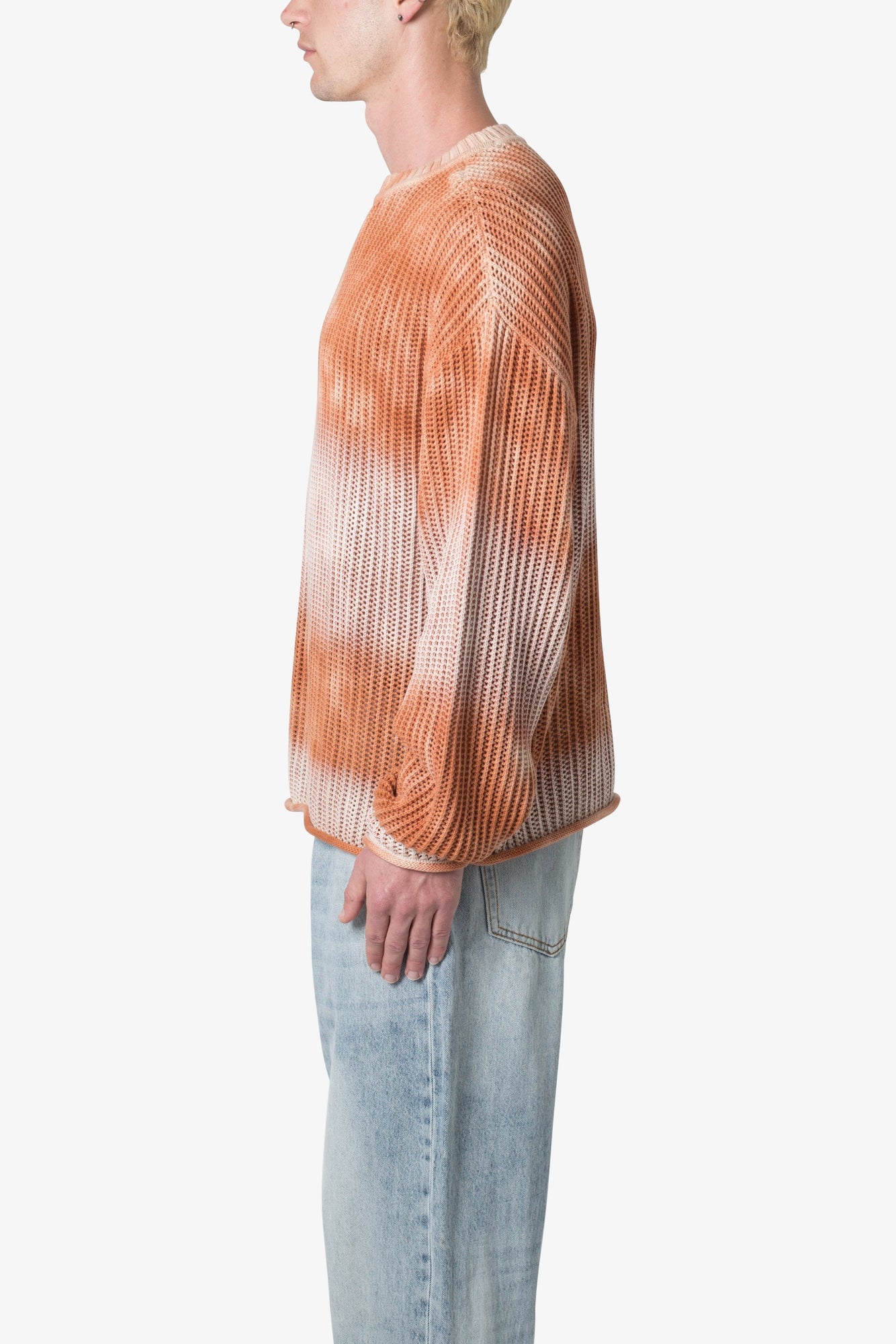 Tie Dye Open Knit Sweater | Orange