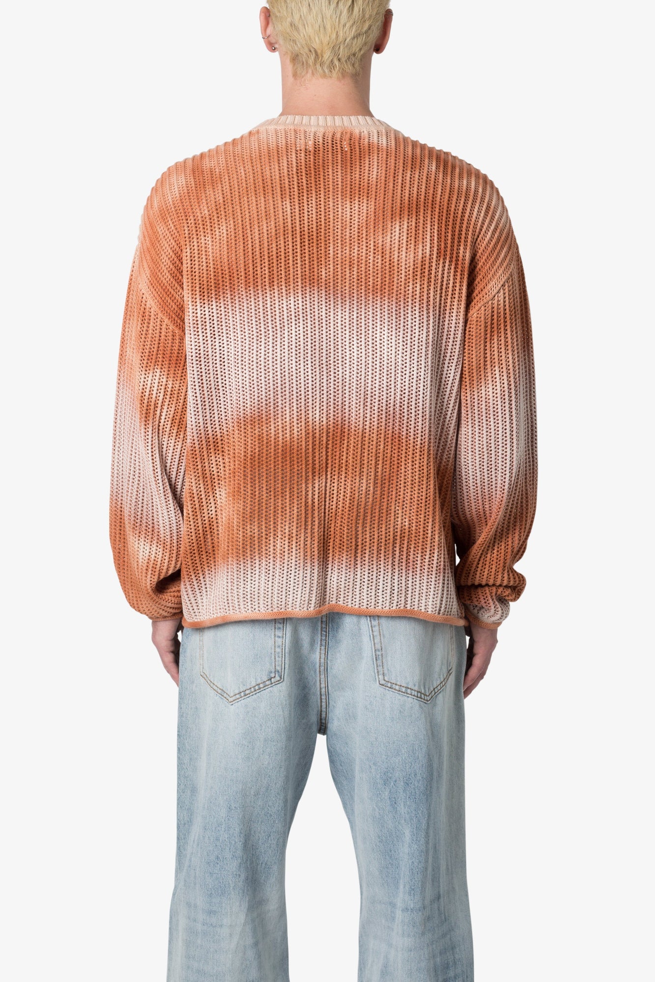 Tie Dye Open Knit Sweater | Orange