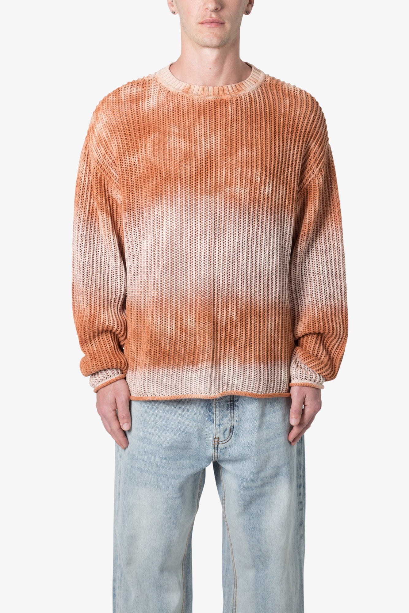 Tie Dye Open Knit Sweater | Orange