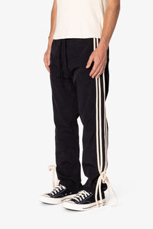 Tied Stripe Track Pants | Black