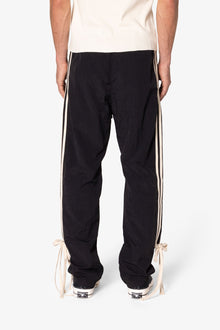 Tied Stripe Track Pants | Black