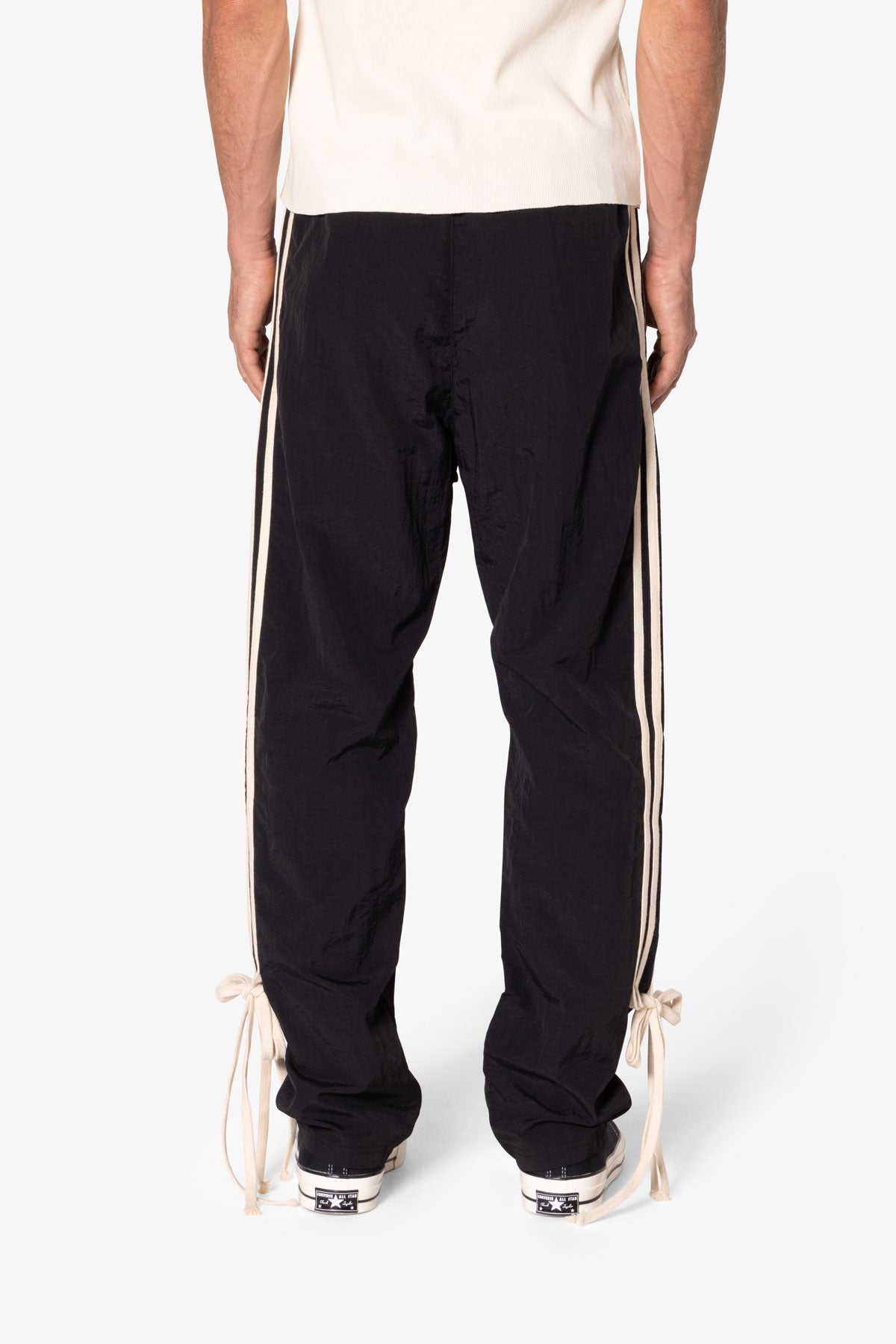 Tied Stripe Track Pants | Black