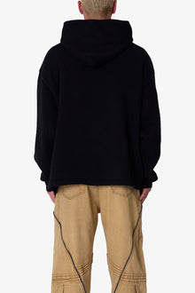 Tonal Grain Knitted Hoodie | Black