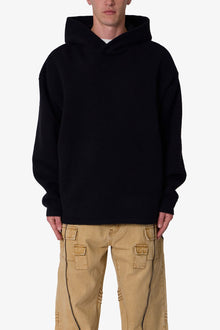 Tonal Grain Knitted Hoodie | Black