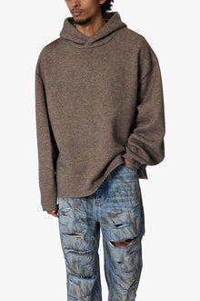 Tonal Grain Knitted Hoodie | Brown