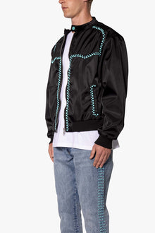 Turquoise Studded Snap Jacket | Black