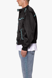 Turquoise Studded Snap Jacket | Black