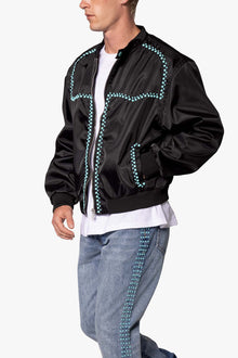 Turquoise Studded Snap Jacket | Black
