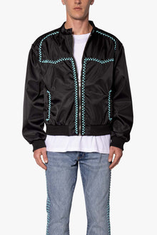 Turquoise Studded Snap Jacket | Black
