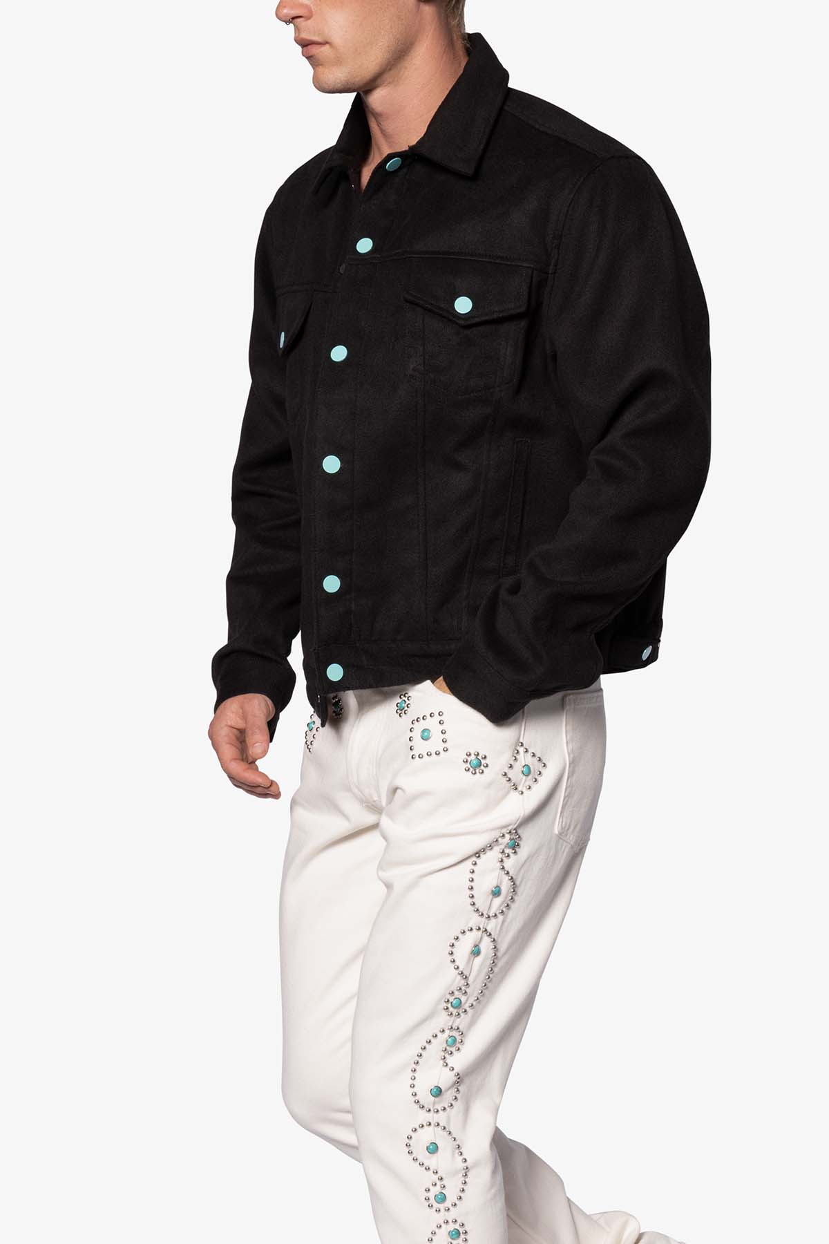 Turquoise Wool Jacket | Black