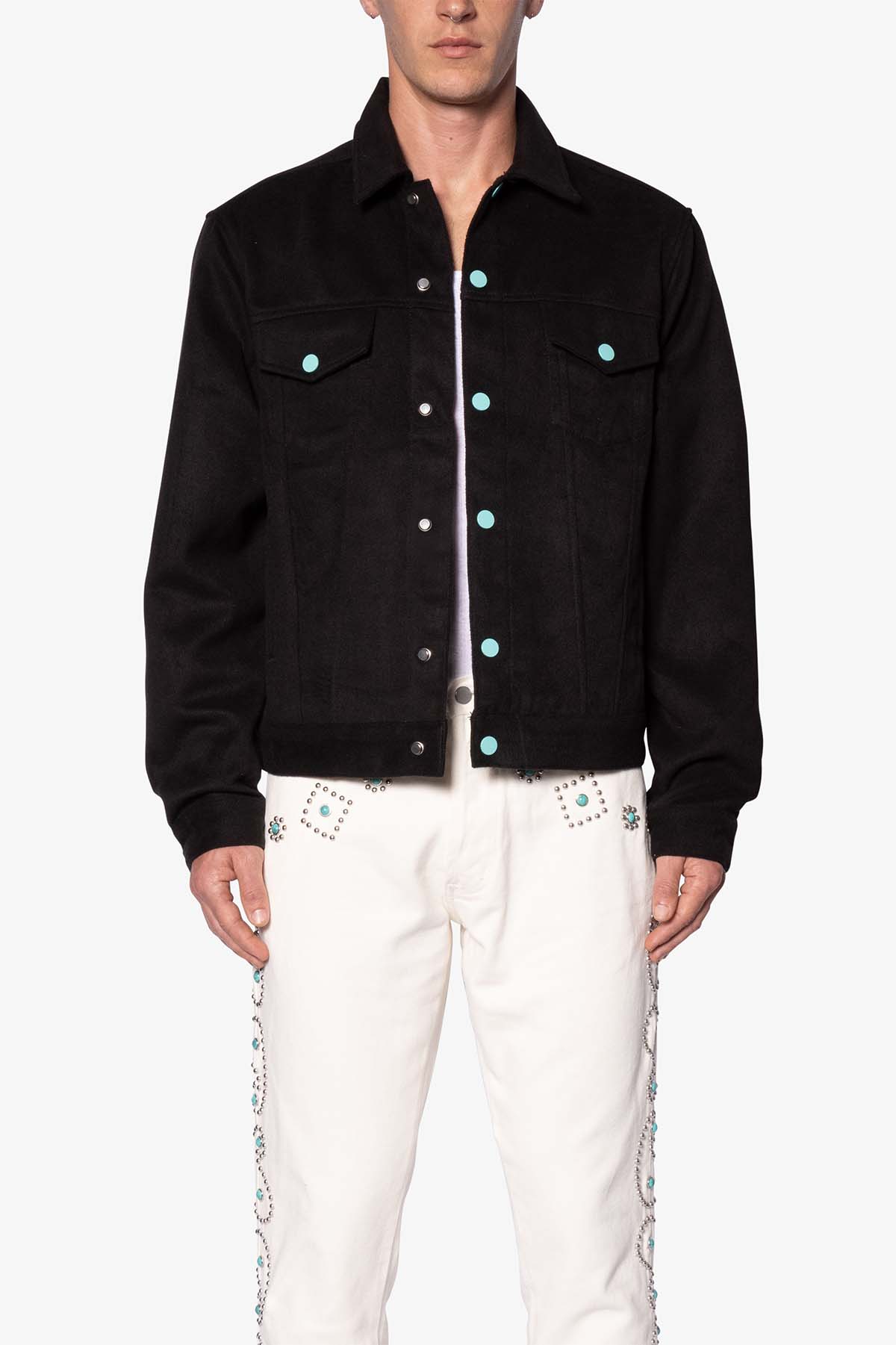 Turquoise Wool Jacket | Black