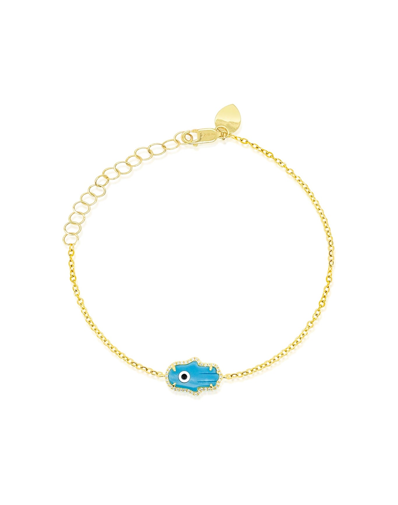 Turquoise Hamsa Bracelet | 14K Yellow Gold