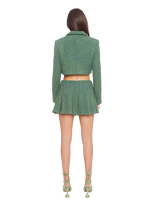 Womens | Tweed Cropped Blazer | Green/Blue Multi