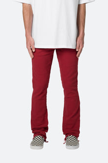Twill Slim Stacked Pants | Burgundy