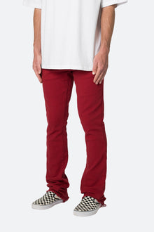 Twill Slim Stacked Pants | Burgundy