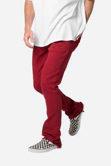 Twill Slim Stacked Pants | Burgundy