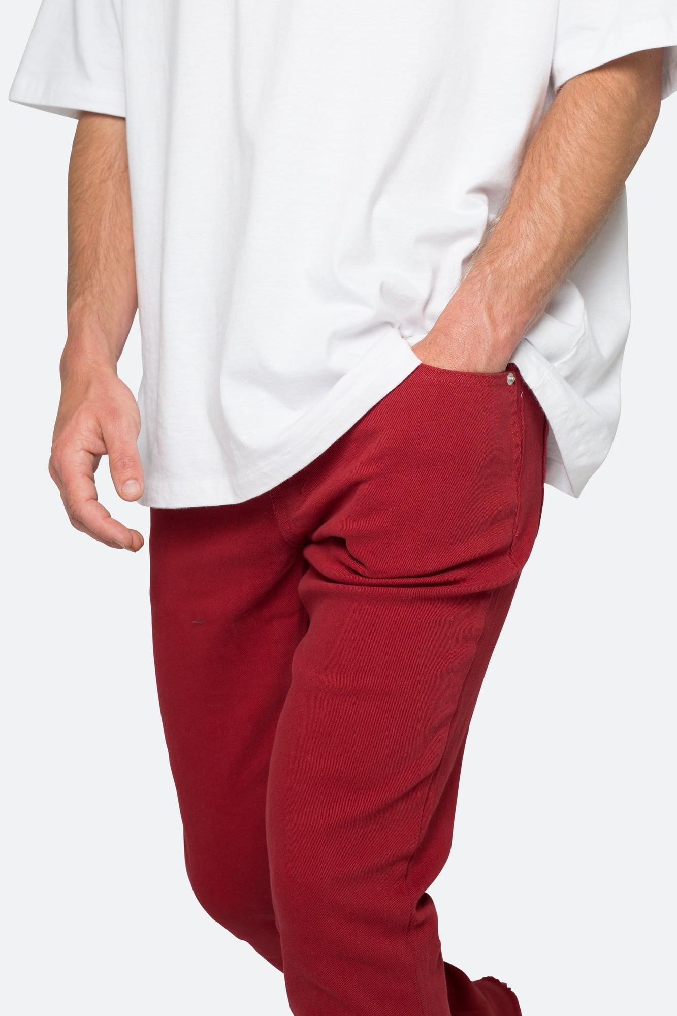 Twill Slim Stacked Pants | Burgundy