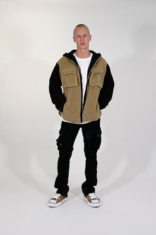 Two Tone Sherpa Zip Up Hoodie | Brown