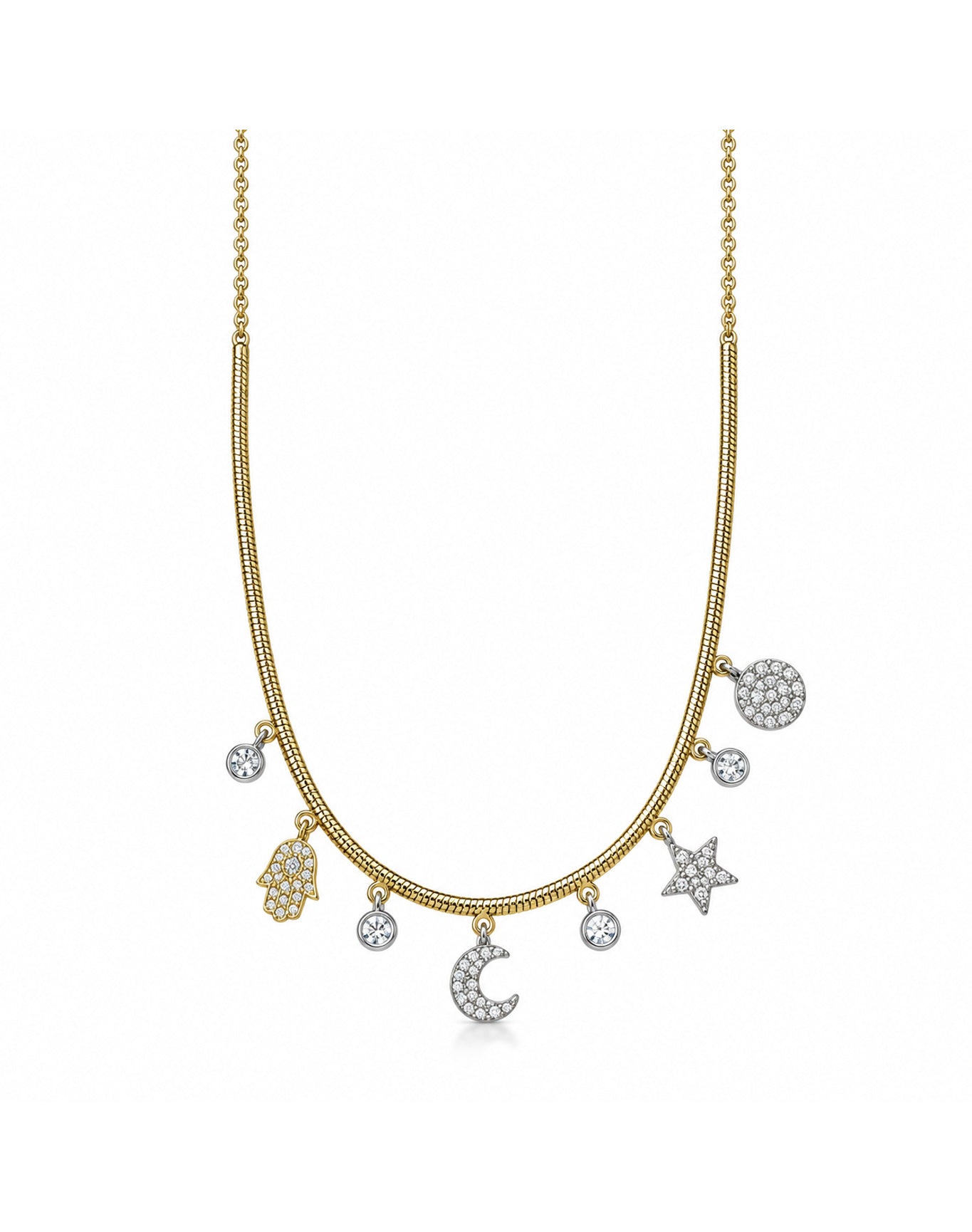 Two-Tone Diamond Celestial Charm Necklace | 14K Two Tone Gold