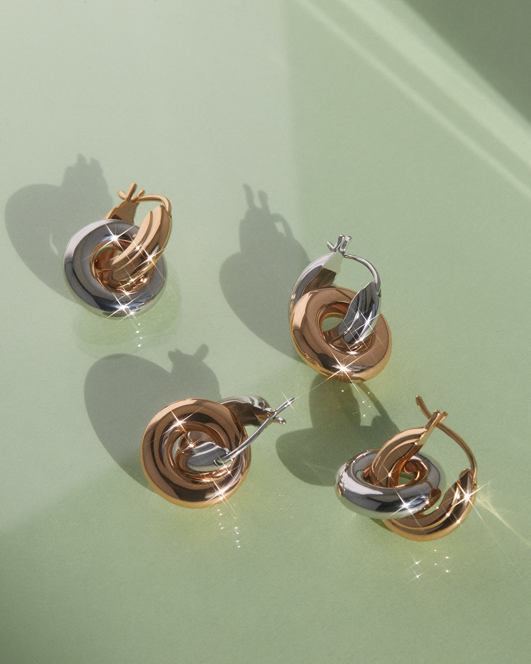 Two-Tone Interlock Hoops | Silver
