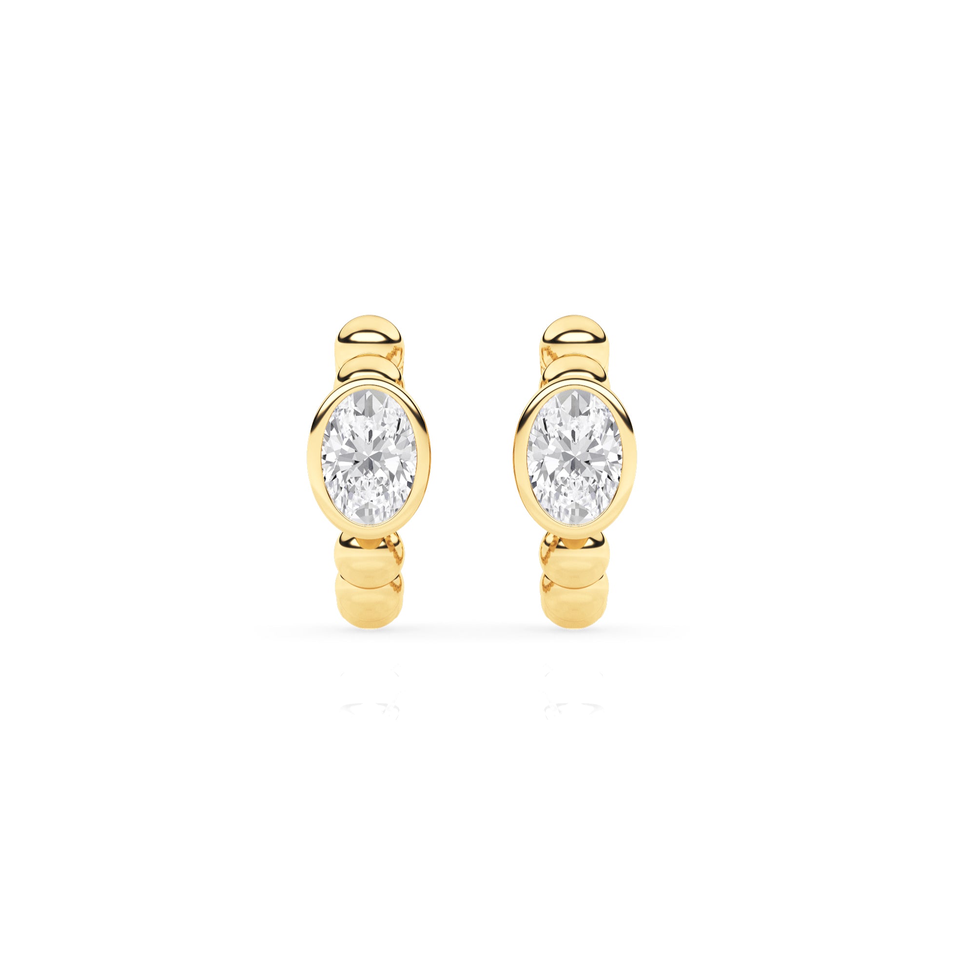 1.00 CT Oval Lab-Grown Diamond | Hoop Earrings | 14K Yellow Gold over Sterling Silver | F Color | VS Clarity