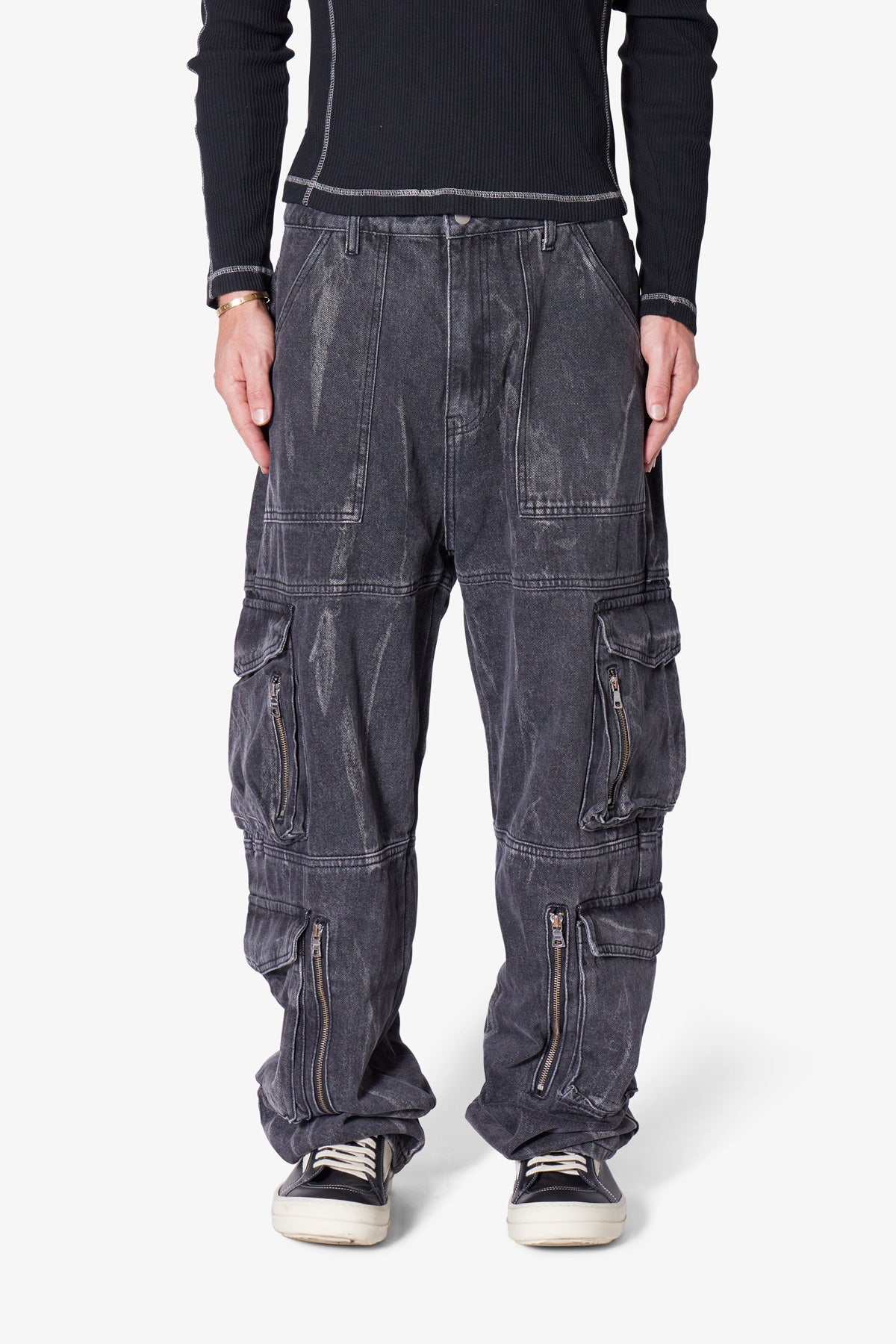 Ultra Baggy Asphalt Cargo Denim | Washed Black