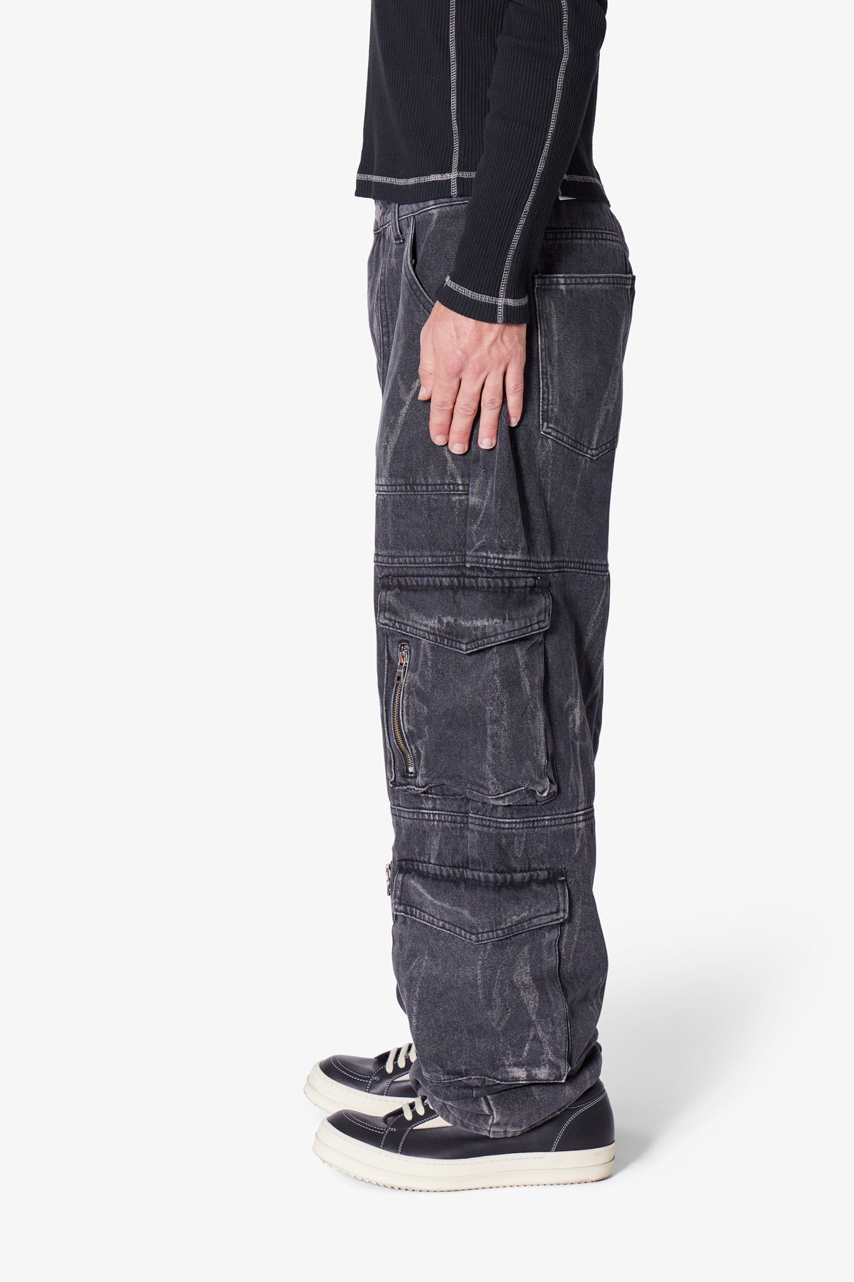 Ultra Baggy Asphalt Cargo Denim | Washed Black