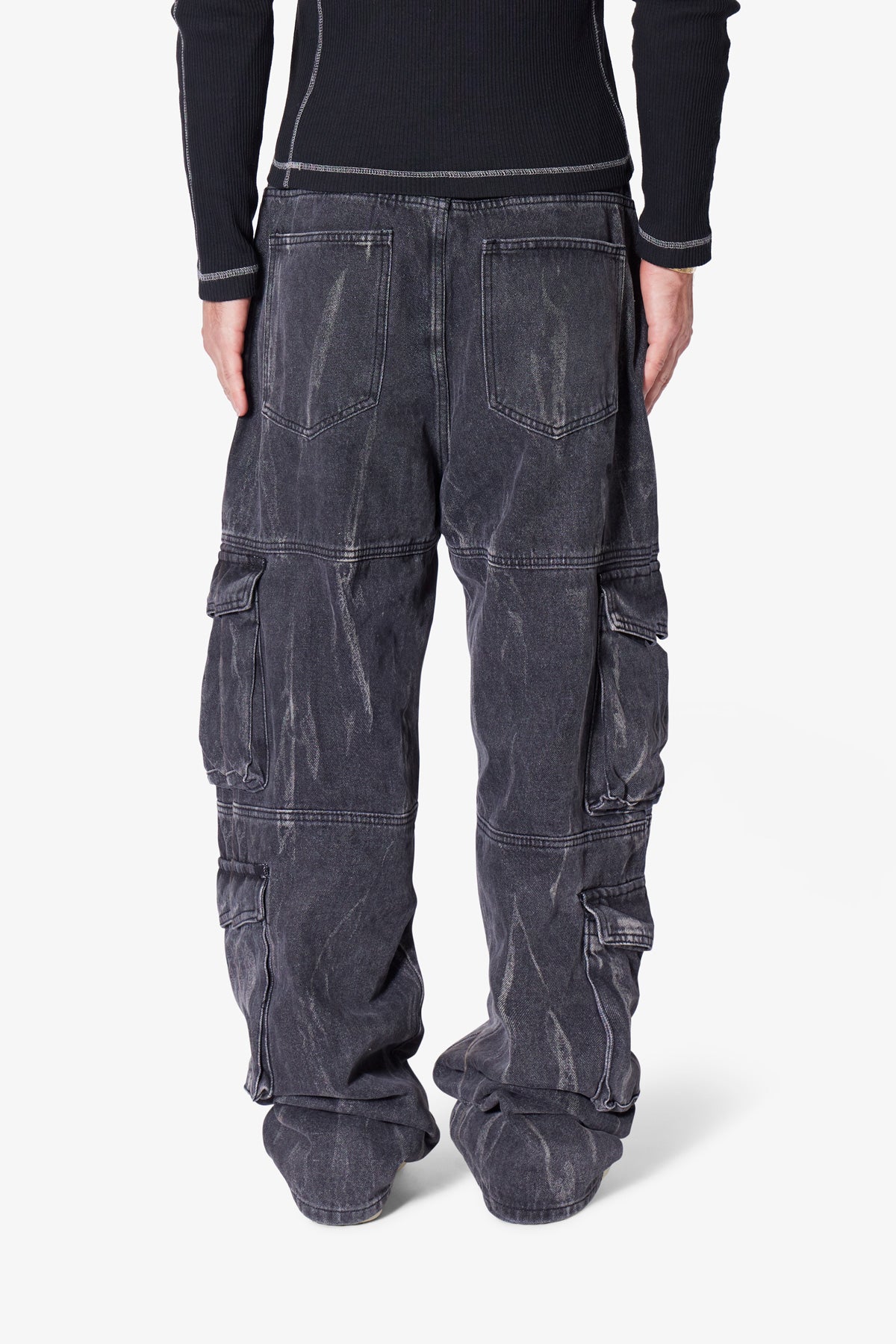 Ultra Baggy Asphalt Cargo Denim | Washed Black