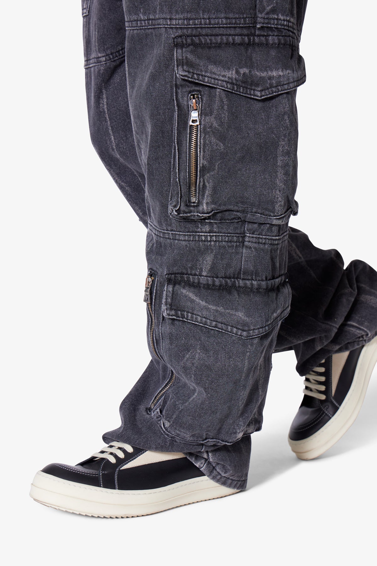 Ultra Baggy Asphalt Cargo Denim | Washed Black