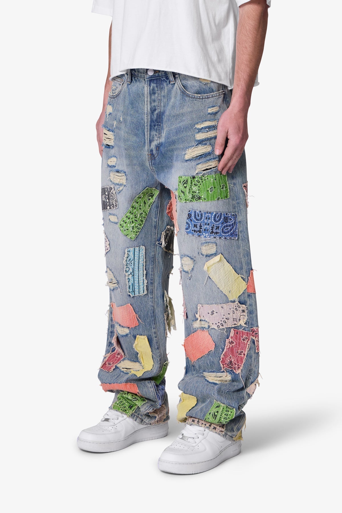 Ultra Baggy Bandana Patch Denim | Blue x Multi