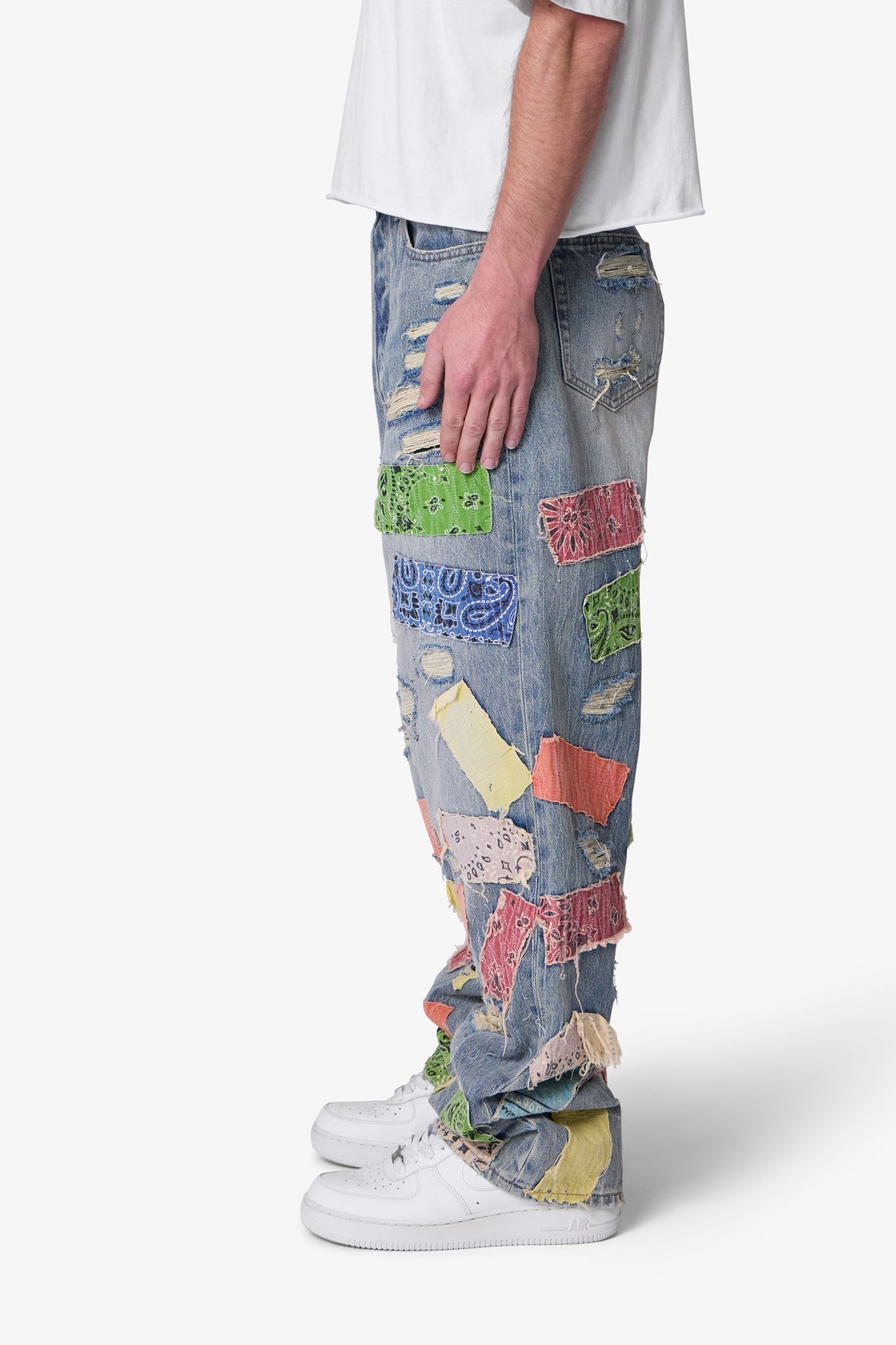 Ultra Baggy Bandana Patch Denim | Blue x Multi
