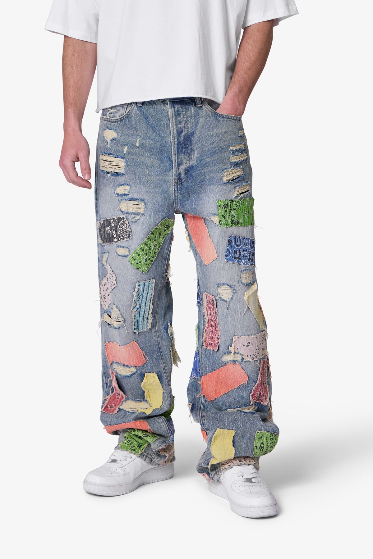 Ultra Baggy Bandana Patch Denim | Blue x Multi