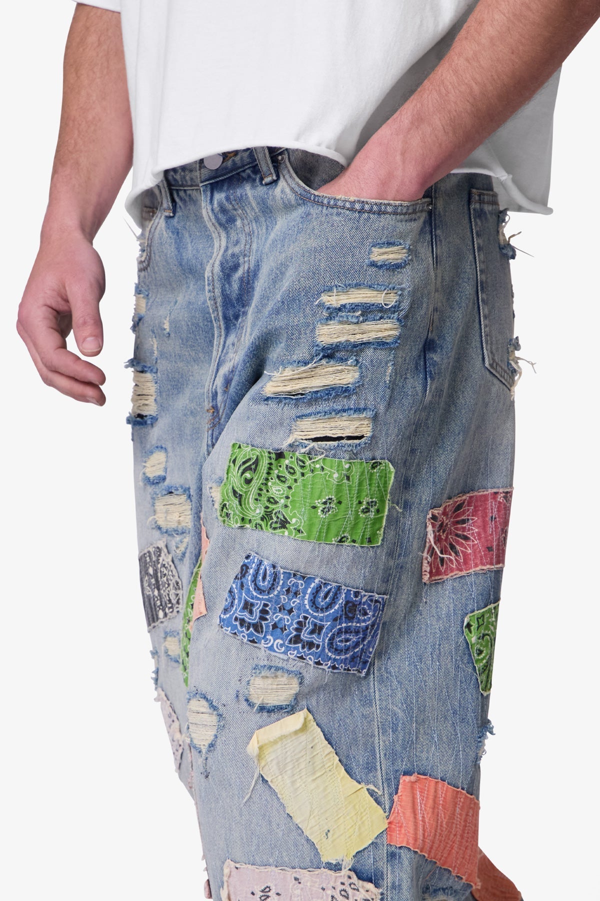 Ultra Baggy Bandana Patch Denim | Blue x Multi