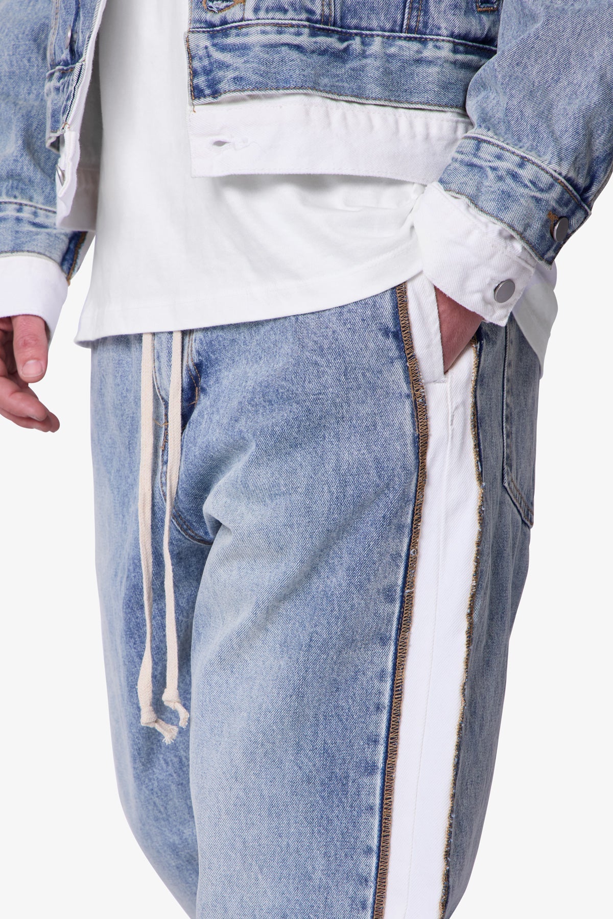 Ultra Baggy Border GN8 Denim | Blue x White
