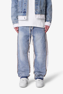 Ultra Baggy Border GN8 Denim | Blue x White