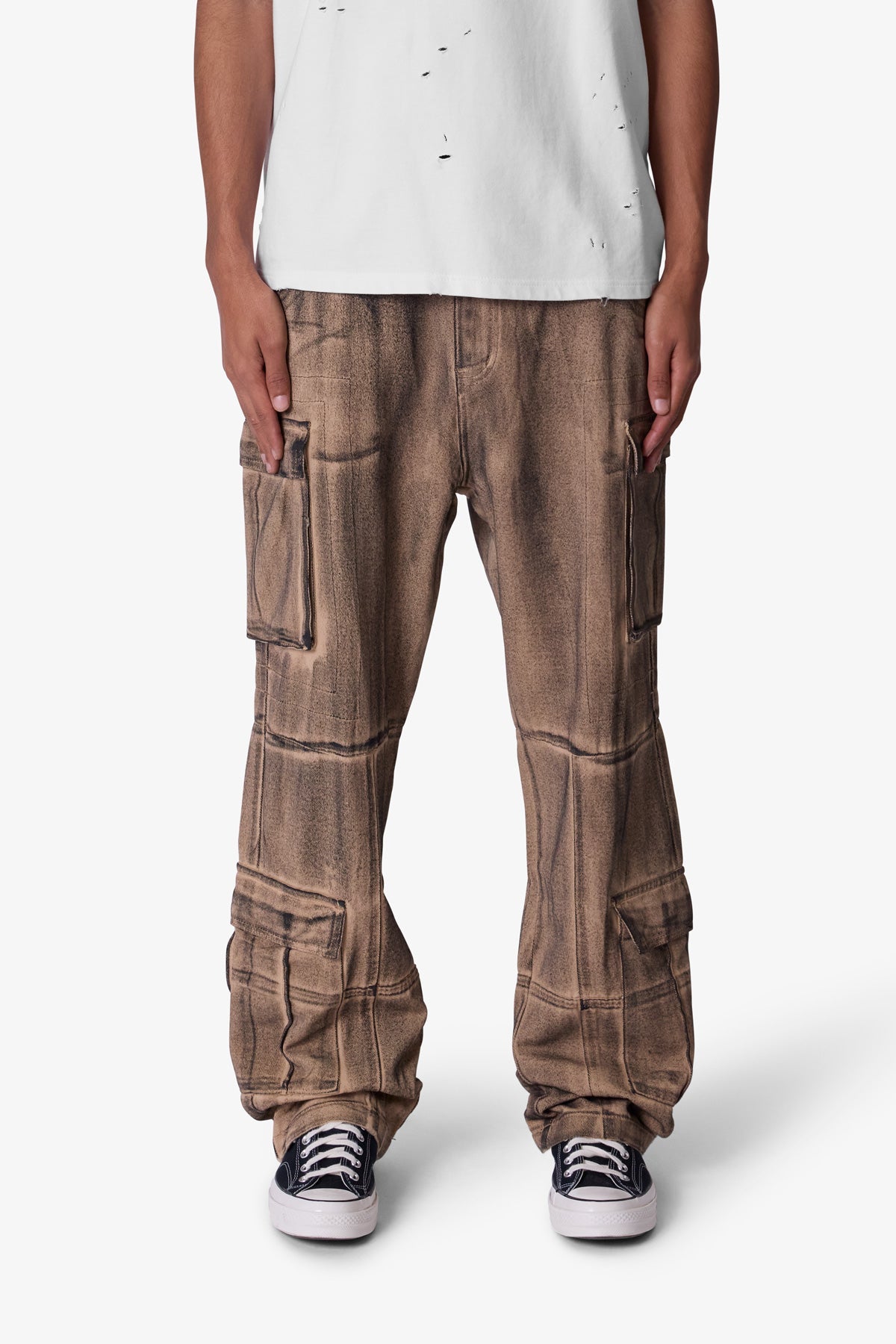 Ultra Baggy Burnt Down Cargo Pants | Cream