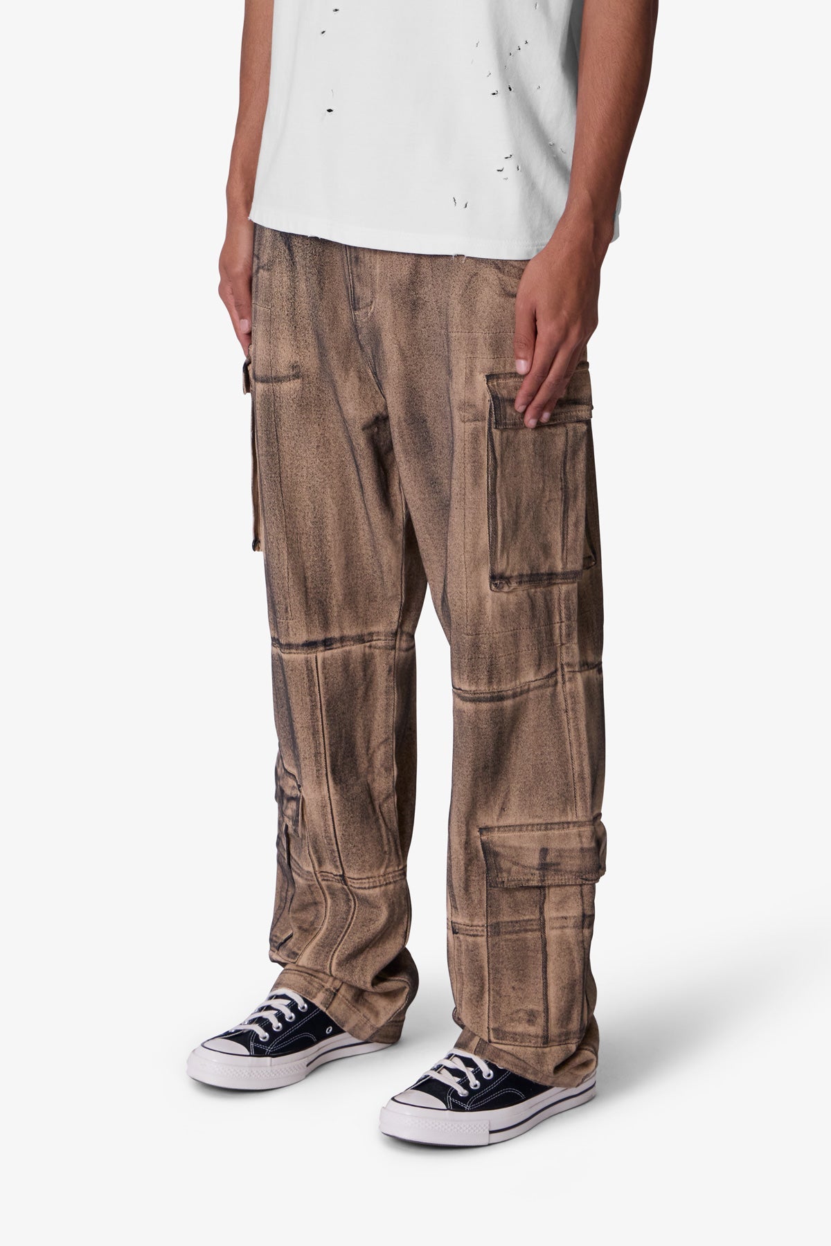 Ultra Baggy Burnt Down Cargo Pants | Cream