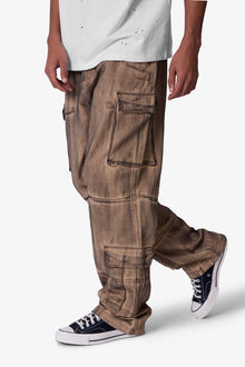 Ultra Baggy Burnt Down Cargo Pants | Cream