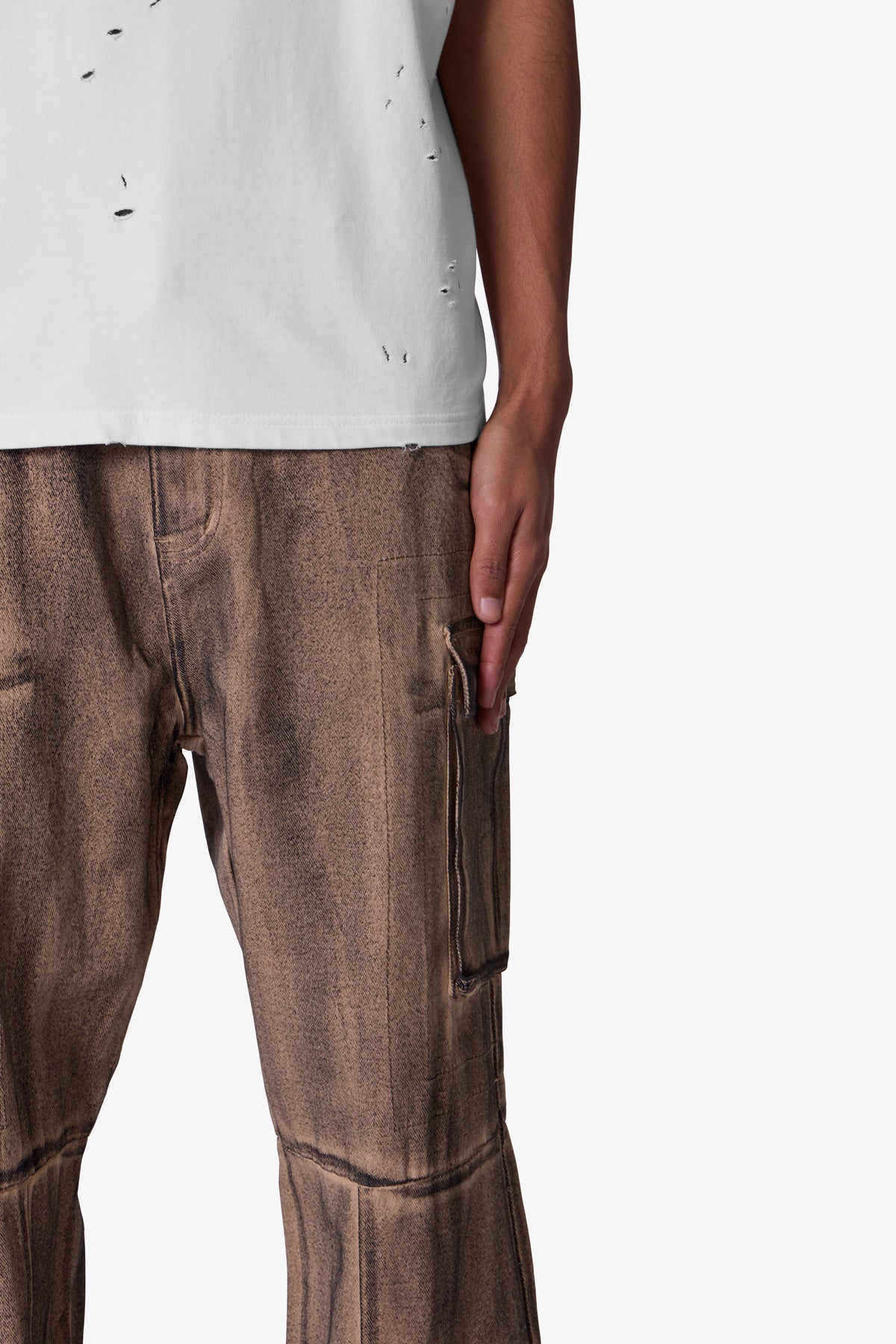 Ultra Baggy Burnt Down Cargo Pants | Cream