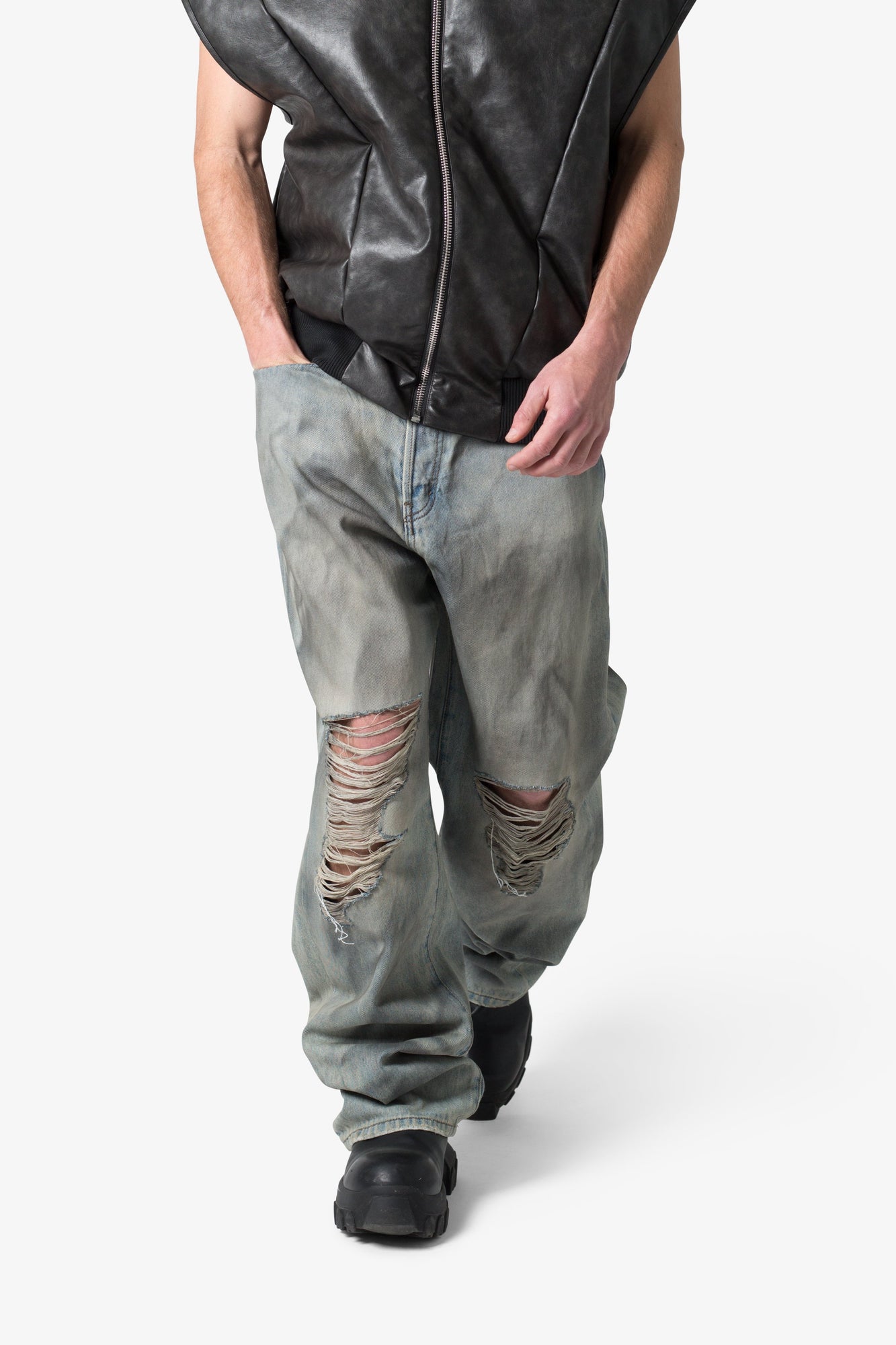 Ultra Baggy Destroyed Denim | Vintage Blue