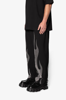 Ultra Baggy Flame Crystal Pants | Black