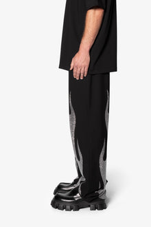 Ultra Baggy Flame Crystal Pants | Black