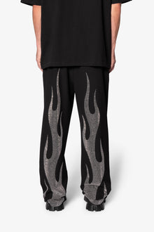 Ultra Baggy Flame Crystal Pants | Black