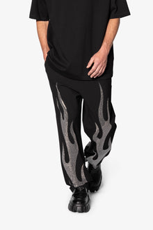 Ultra Baggy Flame Crystal Pants | Black